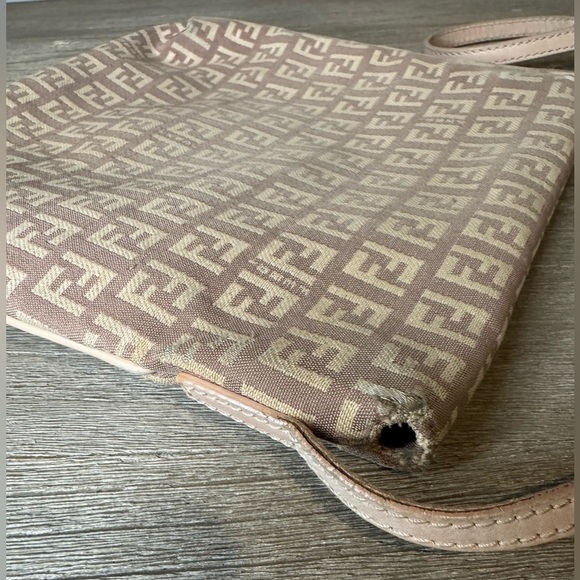 Fendi Zucchino Vitello Pink Canvas Crossbody or Shoulder Bag | Fair Condition - Picture 8 of 17